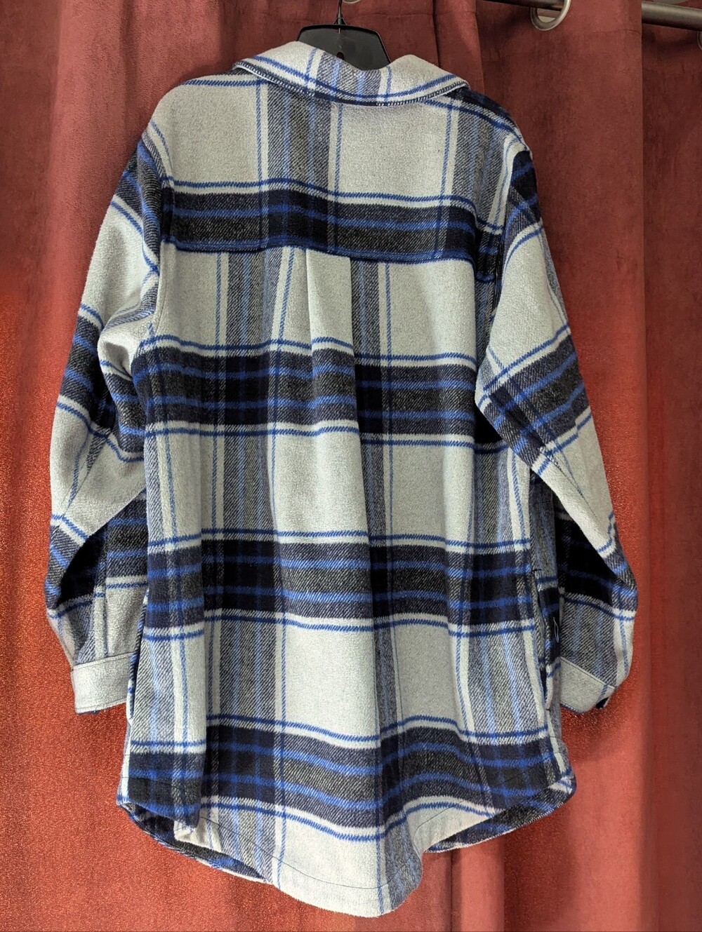 Button-Front Plaid Shacket - Picture 3 of 7